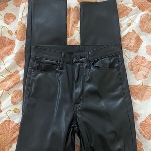 MOTHER Black faux leather pants